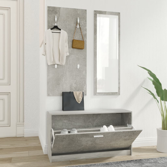 Cullman Wooden Hallway Furniture Set In Concrete Effect