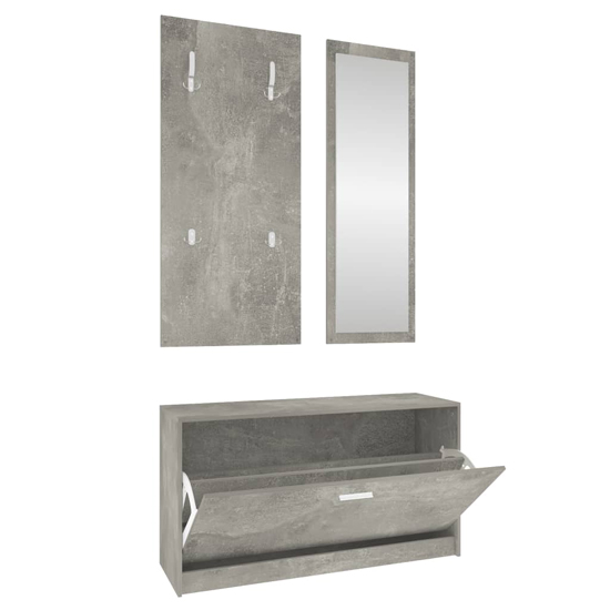Cullman Wooden Hallway Furniture Set In Concrete Effect