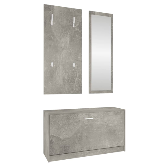 Cullman Wooden Hallway Furniture Set In Concrete Effect