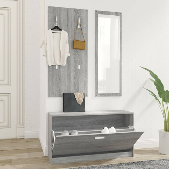 Cullman Wooden Hallway Furniture Set In Grey Sonoma Oak