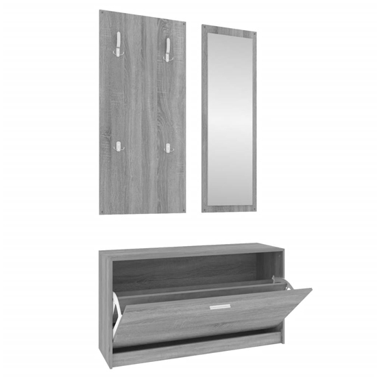 Cullman Wooden Hallway Furniture Set In Grey Sonoma Oak