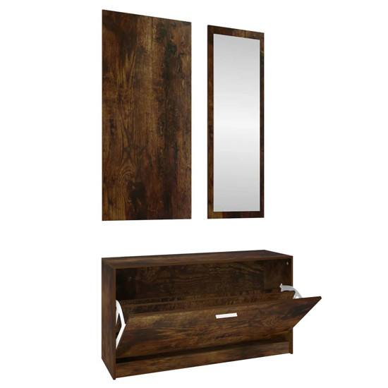 Cullman Wooden Hallway Furniture Set In Smoked Oak