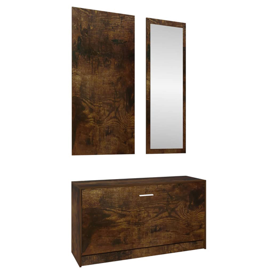 Cullman Wooden Hallway Furniture Set In Smoked Oak