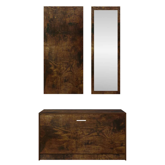 Cullman Wooden Hallway Furniture Set In Smoked Oak