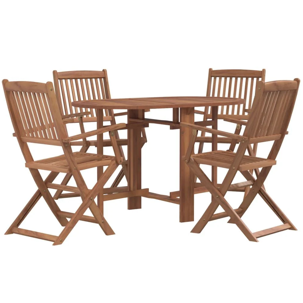 Cullowhee Wooden Outdoor Folding Dining Set In Brown