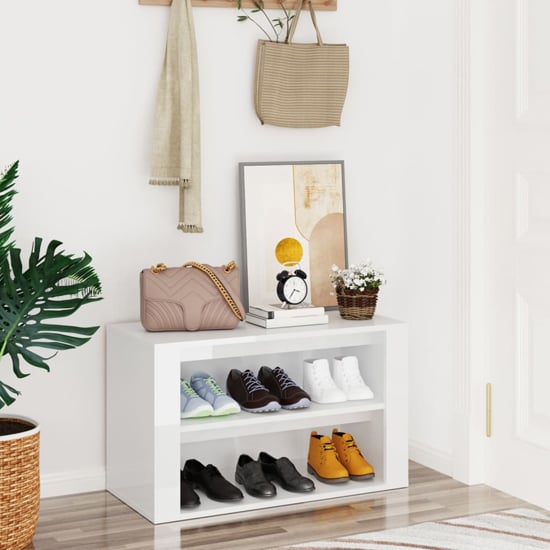 Read more about Culver high gloss shoe storage rack in white