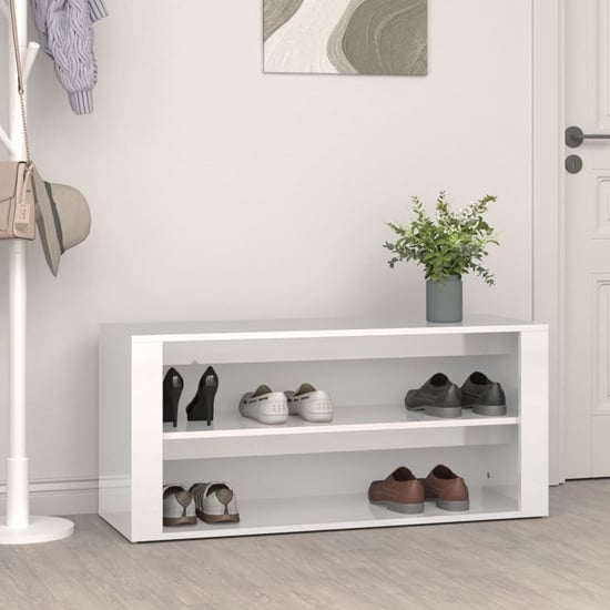 Photo of Culver wide high gloss shoe storage rack in white
