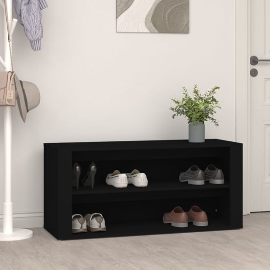 Photo of Culver wide wooden shoe storage rack in black