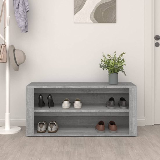 Culver Wide Wooden Shoe Storage Rack In Grey Sonoma Oak