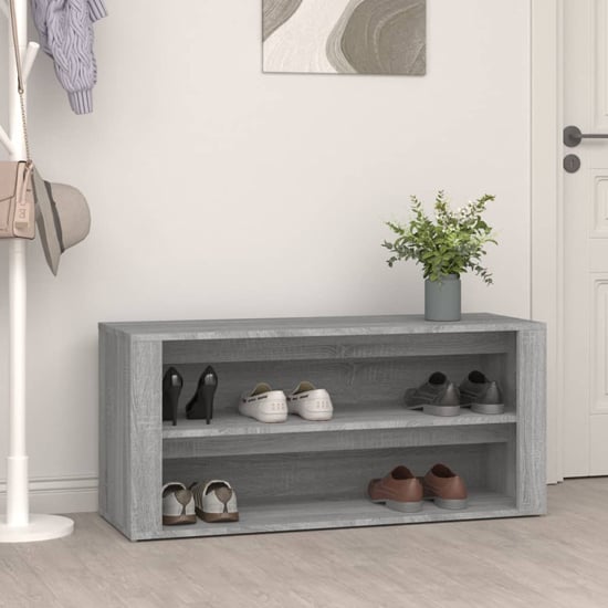 Read more about Culver wide wooden shoe storage rack in grey sonoma oak