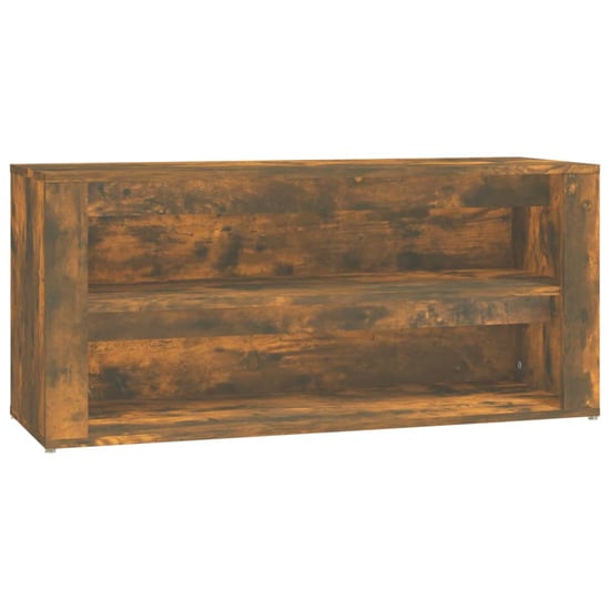 Culver Wide Wooden Shoe Storage Rack In Smoked Oak