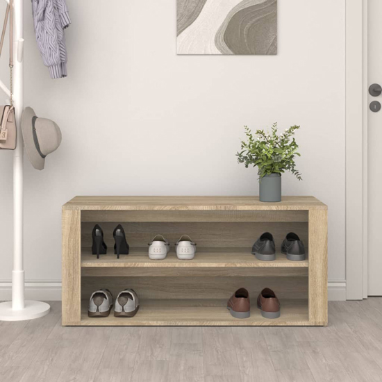 Culver Wide Wooden Shoe Storage Rack In Sonoma Oak