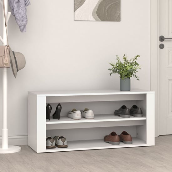 Culver Wide Wooden Shoe Storage Rack In White