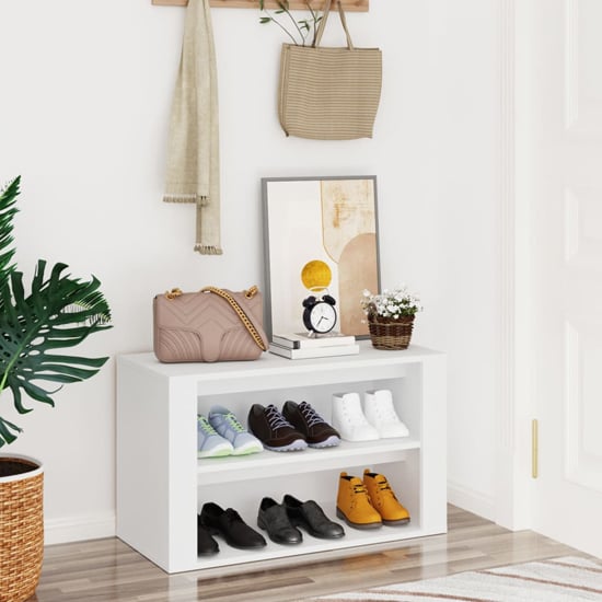 Read more about Culver wooden shoe storage rack in white