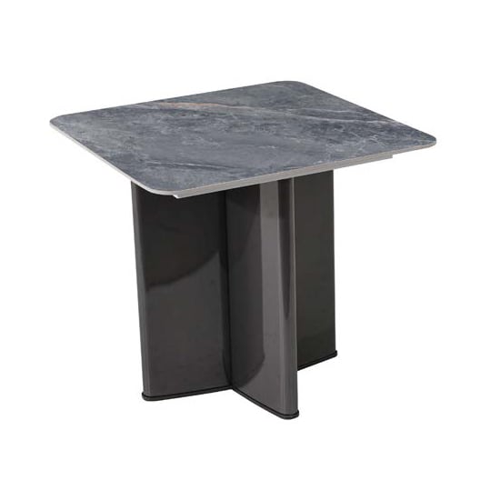 Cuneo Sintered Stone End Table In Grey