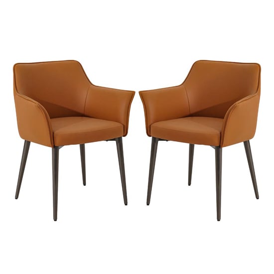 Read more about Cuneo tan faux leather dining chairs in pair