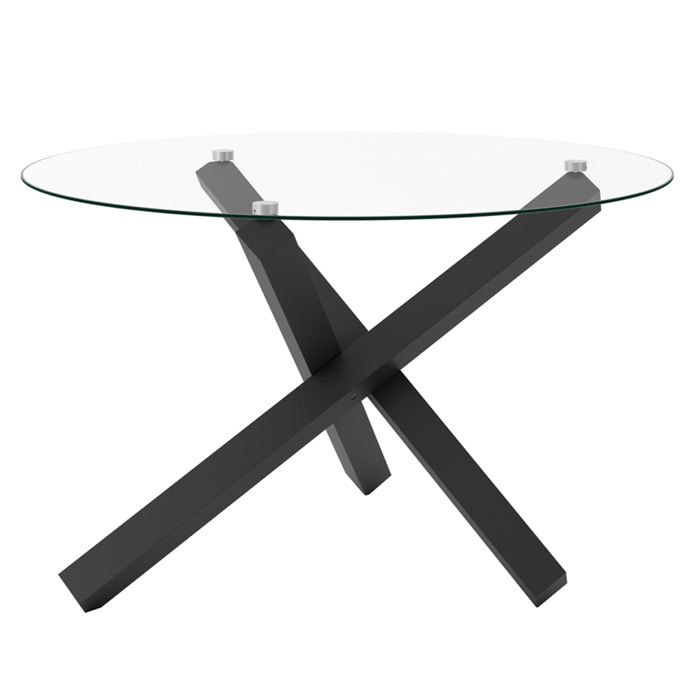 Cupric Clear Glass Dining Table With Black Metal Legs