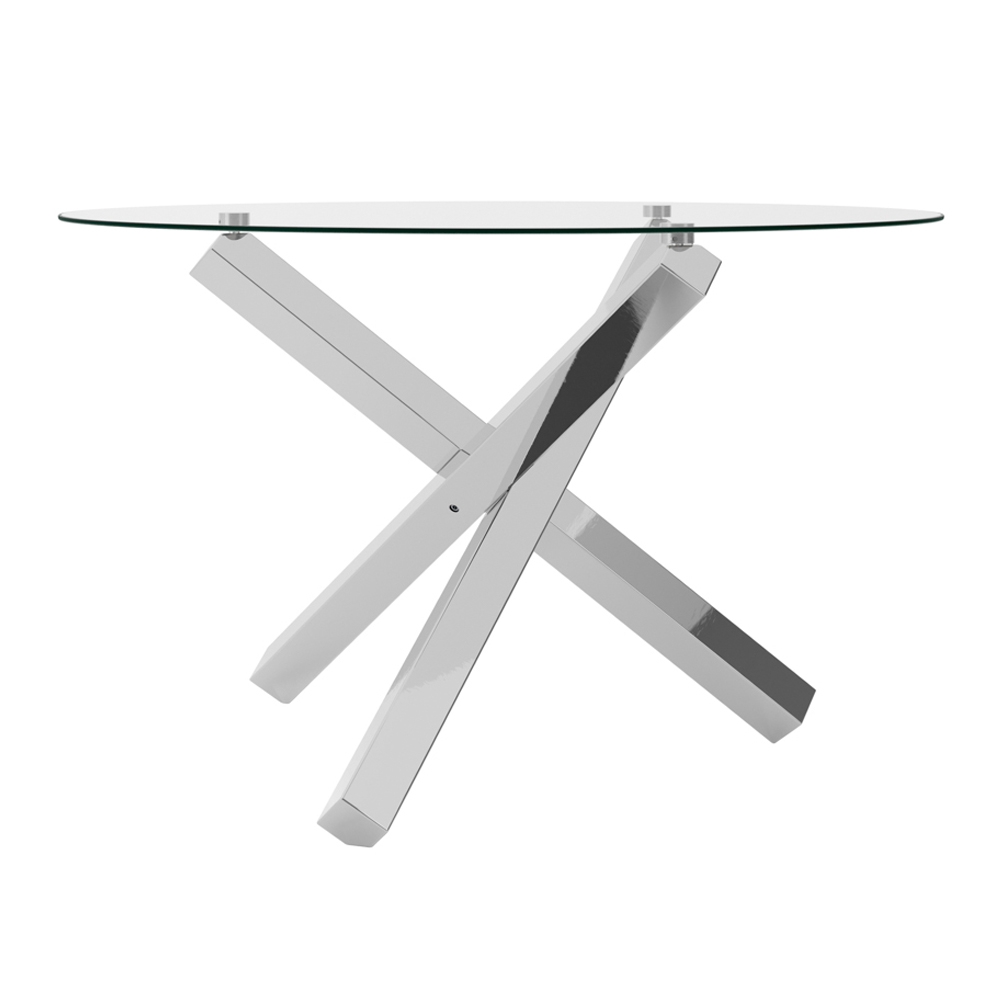 Cupric Clear Glass Dining Table With Silver Metal Legs