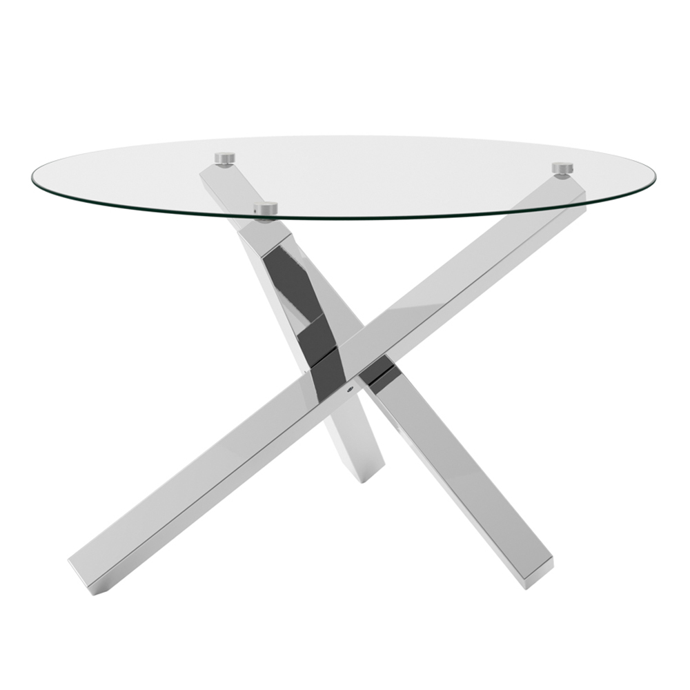 Cupric Clear Glass Dining Table With Silver Metal Legs