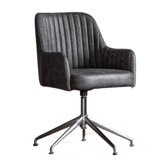 Curia Swivel Leather Home And Office Chair In Antique Ebony_2