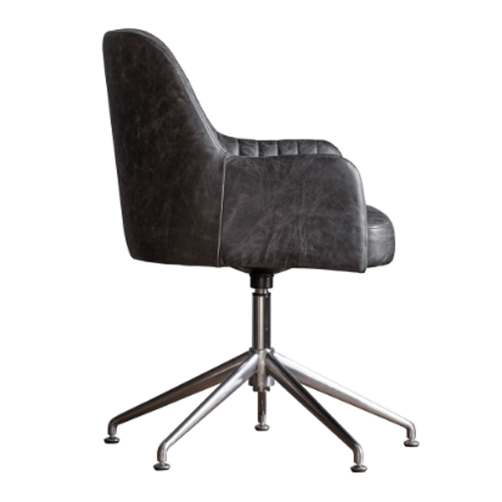 Canyon Swivel Leather Home And Office Chair In Antique Ebony