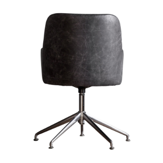 Canyon Swivel Leather Home And Office Chair In Antique Ebony