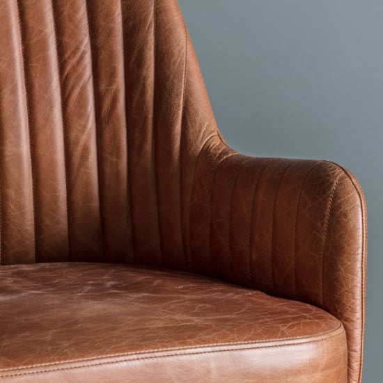 Canyon Swivel Leather Home And Office Chair In Vintage Brown