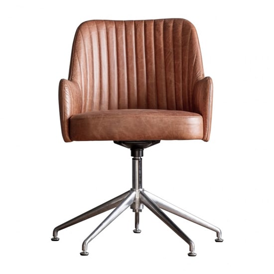 Curie Swivel Faux Leather Office Chair, Brown Leather Swivel Chair Office