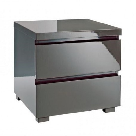 Curio Bedside Cabinet In Charcoal High Gloss With 2 Drawers Curio Bedside Cabinet In Charcoal High Gloss With 2 Drawers