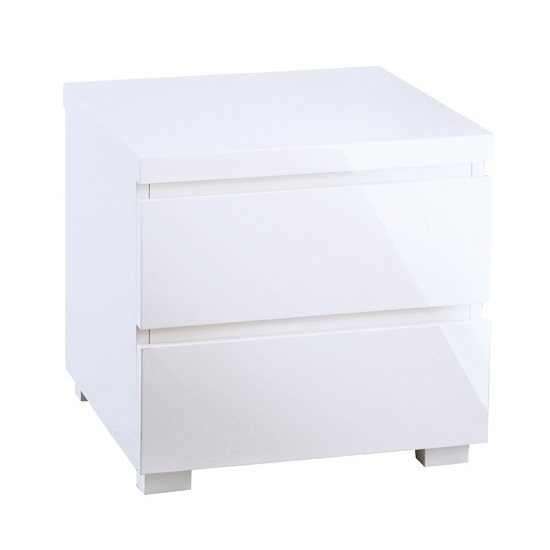 Puto Bedside Cabinet In White High Gloss With 2 Drawers