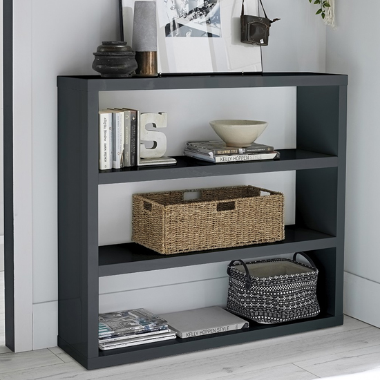 Read more about Curio modern bookcase in charcoal high gloss