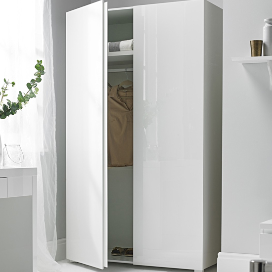 Product photograph of Puto Modern Wardrobe In White High Gloss With 2 Doors from Furniture in Fashion