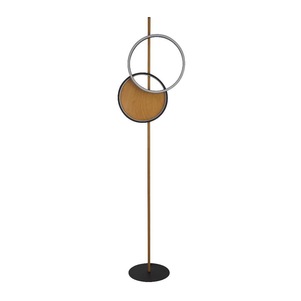 Read more about Curio wooden floor lamp with black metal frame