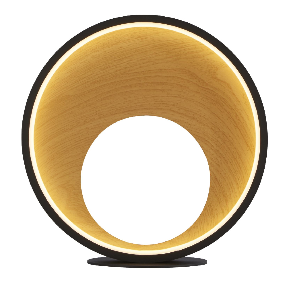 Read more about Curio wooden table lamp with black metal frame