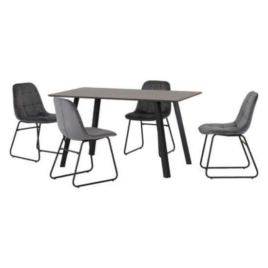 Read more about Baudoin wooden dining table with 4 lyster grey chairs