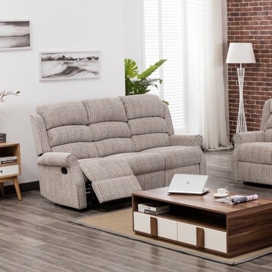 Read more about Curtis fabric recliner 3 seater sofa in natural