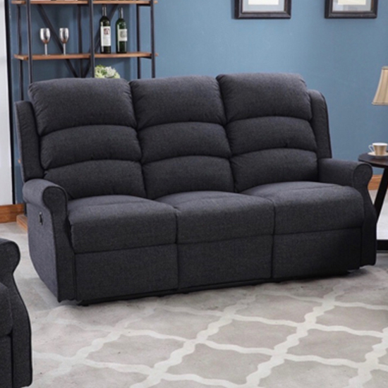 Read more about Curtis fabric electric recliner 3 seater sofa in dark grey