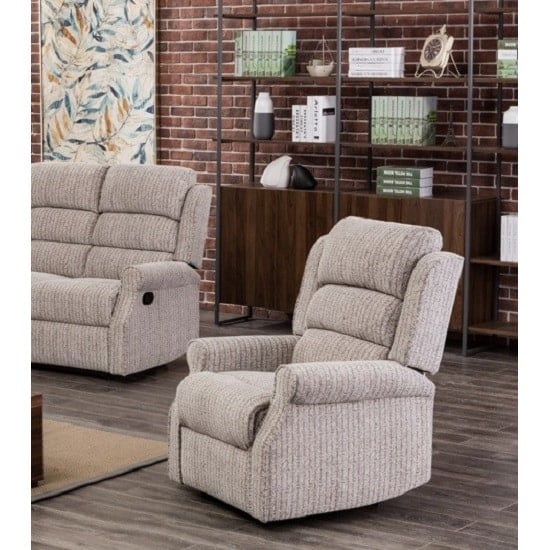 Photo of Curtis fabric recliner sofa chair in natural