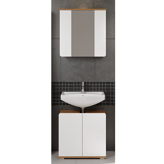 Curug High Gloss Bathroom Furniture Set 2 In White And Oak_1