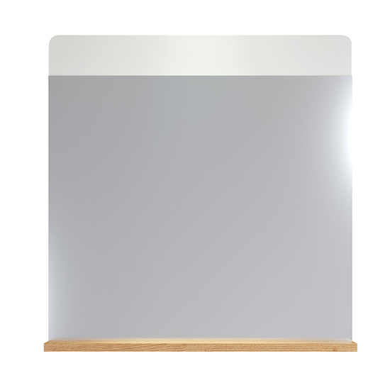 Curug High Gloss Bathroom Mirror With Shelf In White And Oak_3