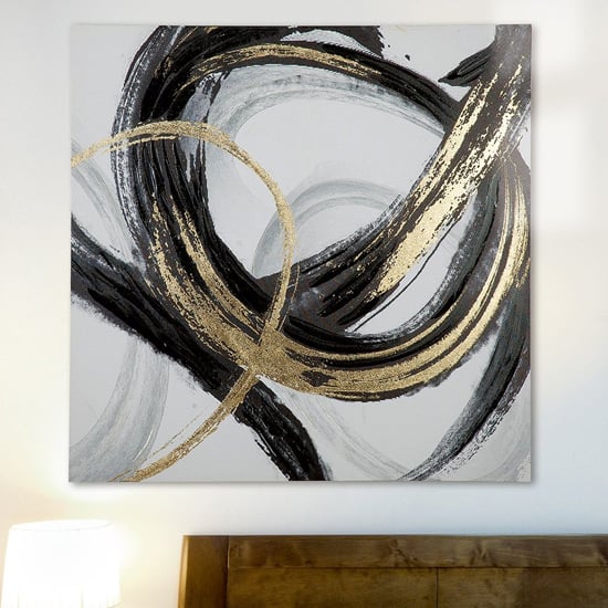 Photo of Curvatura picture canvas wall art in black and gold