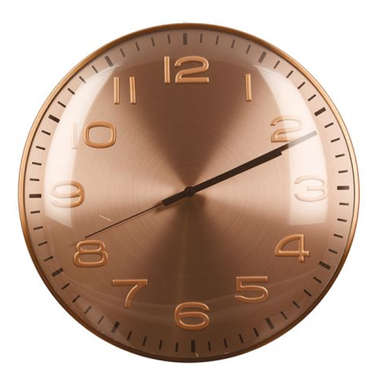 Read more about Curved glass wall clock with pink metal frame