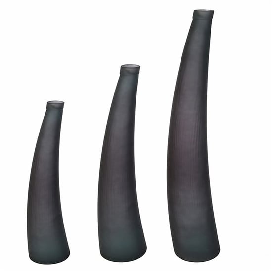 Curving Glass Set Of 3 Decorative Vase In Anthracite And Grey