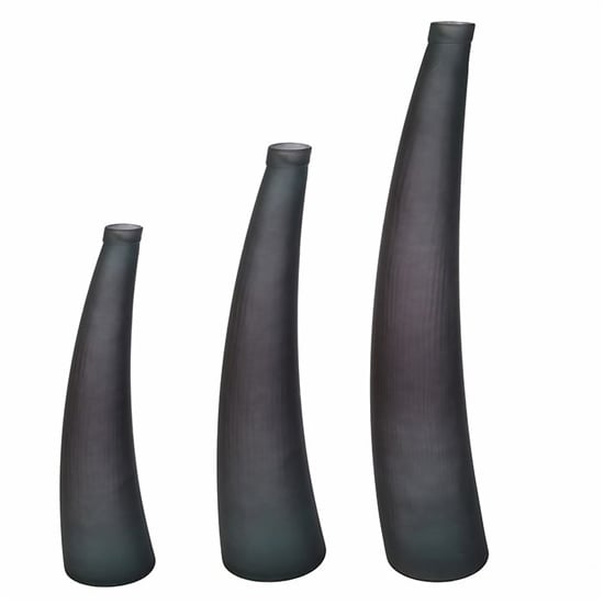 Photo of Curving glass set of 3 decorative vase in anthracite and grey