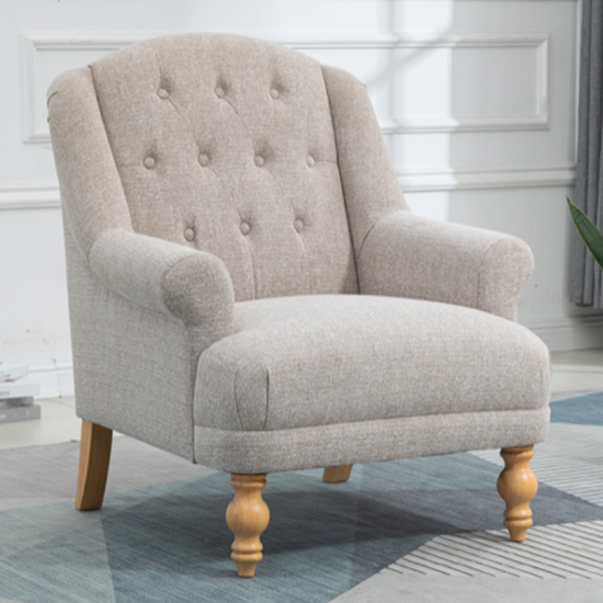 Cusco Fabric Bedroom Chair In Oat With Oak Legs