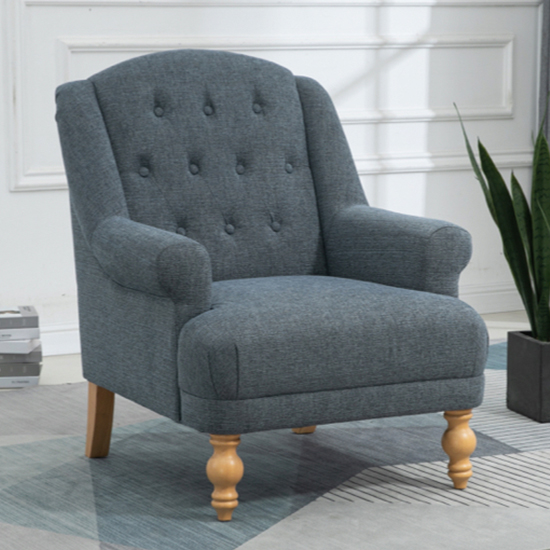 Cusco Fabric Bedroom Chair In Ocean With Oak Legs