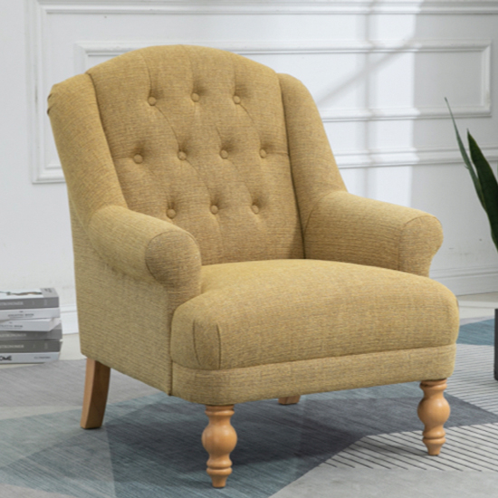 Read more about Cusco fabric bedroom chair in sand with oak legs