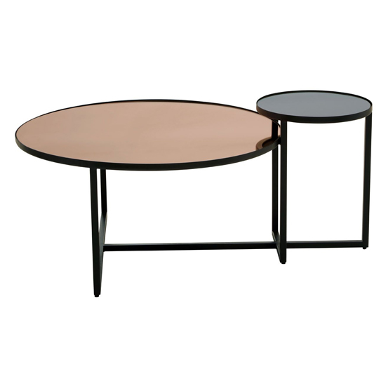 Cusco Smoked Mirror Glass Coffee Table With Black Metal Frame