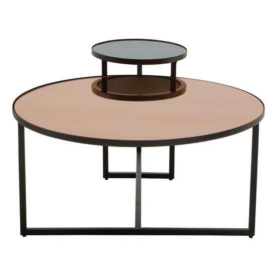 Cusco Smoked Mirror Glass Coffee Table With Black Metal Frame