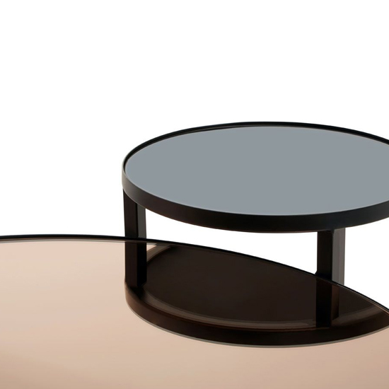 Cusco Smoked Mirror Glass Coffee Table With Black Metal Frame